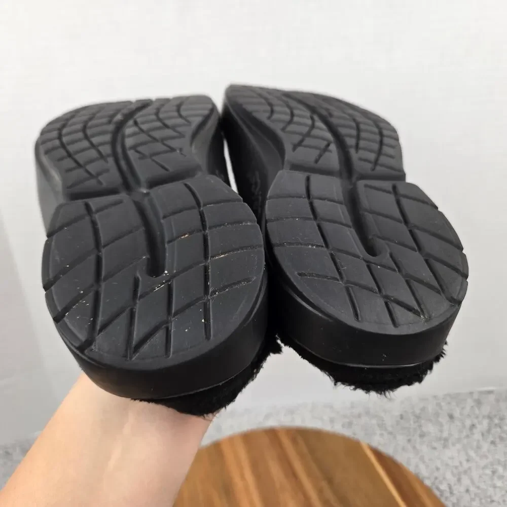 Oofos Mens 11 OOcoozie Black Shearling Casual Daily Recovery Home Slipper